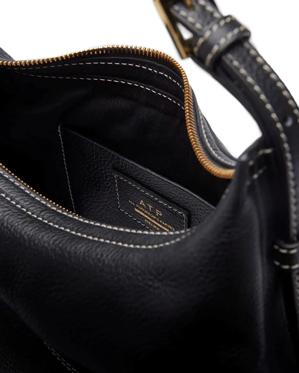 ATP Atelier Liveri Small Hobo Bag Black/Contrast Stitch