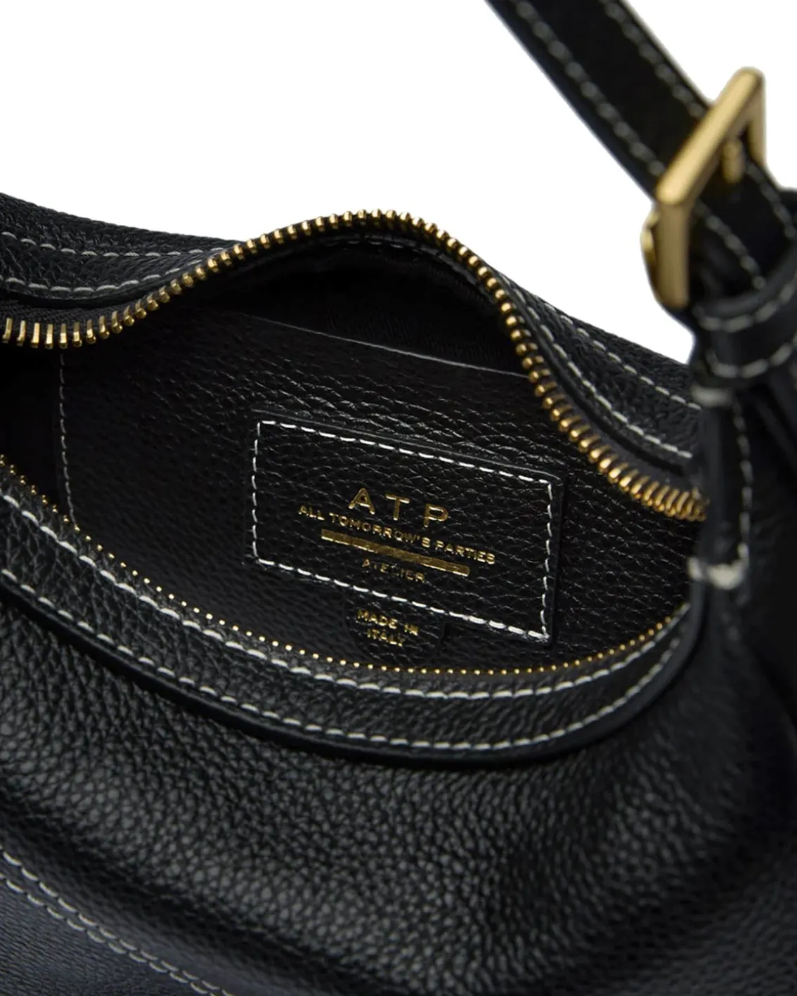 ATP Atelier Silea Mini Hobo Bag Black/Contrast Stitch