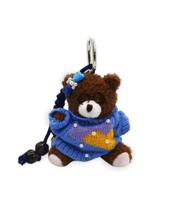 Bear With Blue Sweater Bag Charm Dark Brown
