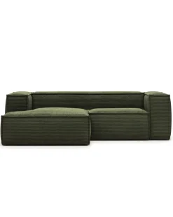 Blok 2-Seater Left Lounge Sofa Corduroy Green