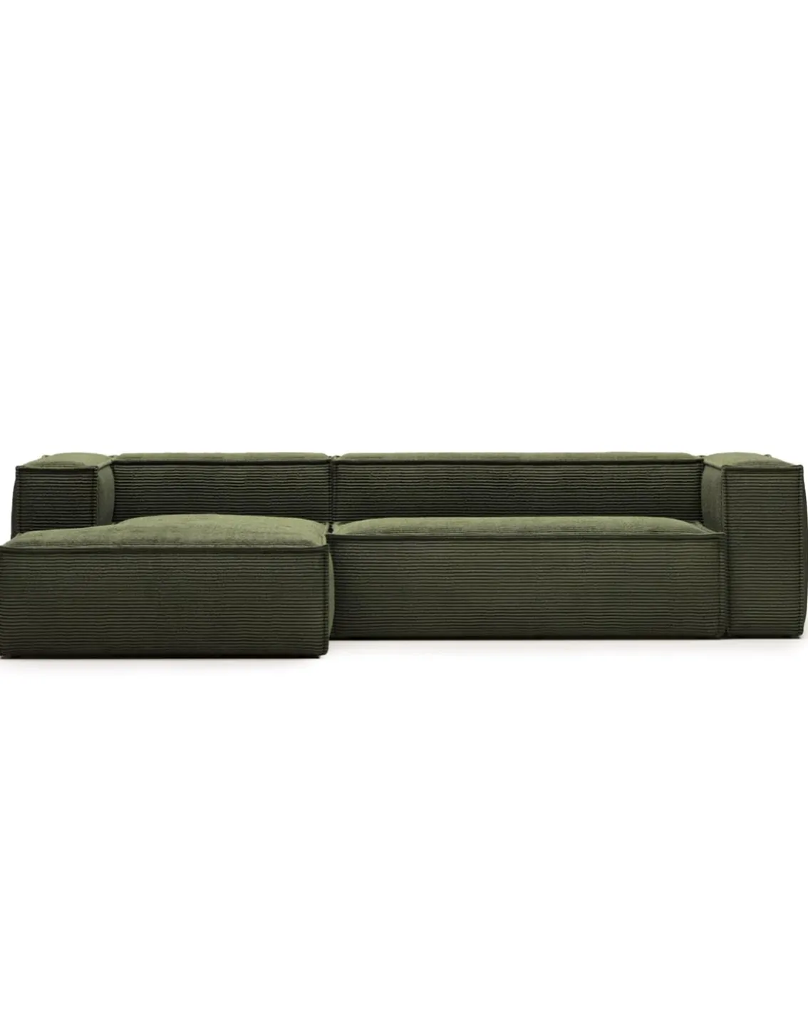 Blok 3-Seater Left Lounge Sofa Corduroy Green
