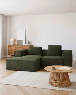 Blok 2-Seater Left Lounge Sofa Corduroy Green