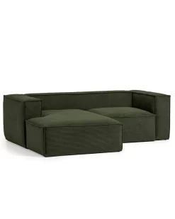 Blok 2-Seater Left Lounge Sofa Corduroy Green