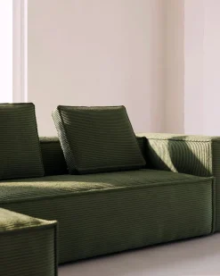 Blok 3-Seater Left Lounge Sofa Corduroy Green