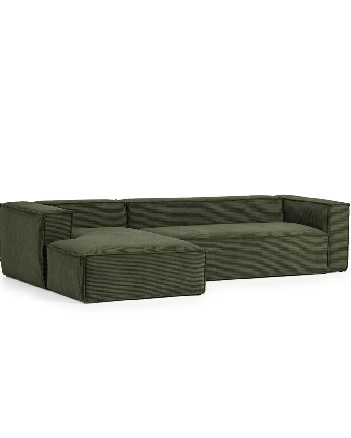 Blok 3-Seater Left Lounge Sofa Corduroy Green