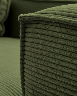 Blok 3-Seater Left Lounge Sofa Corduroy Green