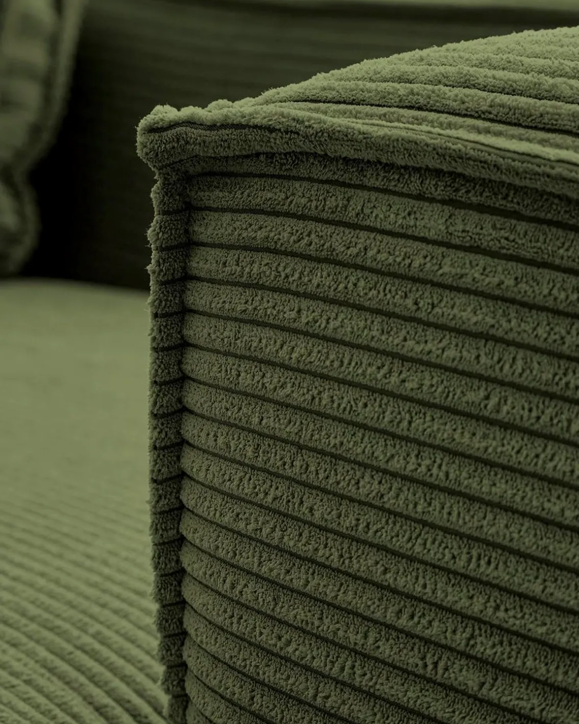Blok 3-Seater Left Lounge Sofa Corduroy Green