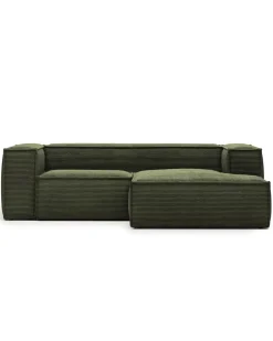Blok 2-Seater Right Lounge Sofa Corduroy Green