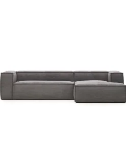 Blok 3-Seater Right Lounge Sofa Corduroy Dark Grey
