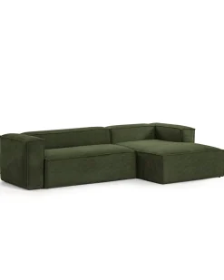 Blok 3-Seater Right Lounge Sofa Corduroy Green