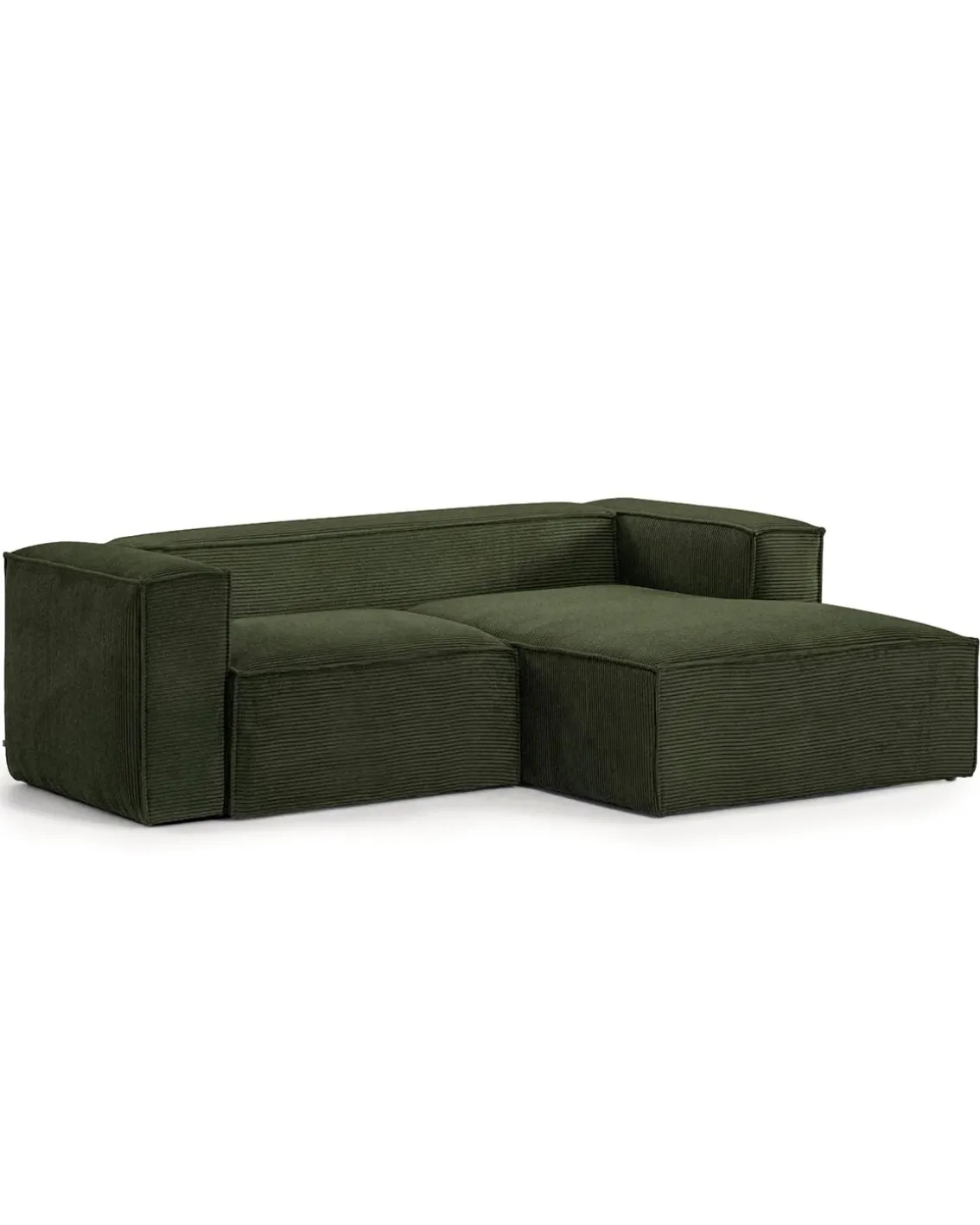 Blok 2-Seater Right Lounge Sofa Corduroy Green