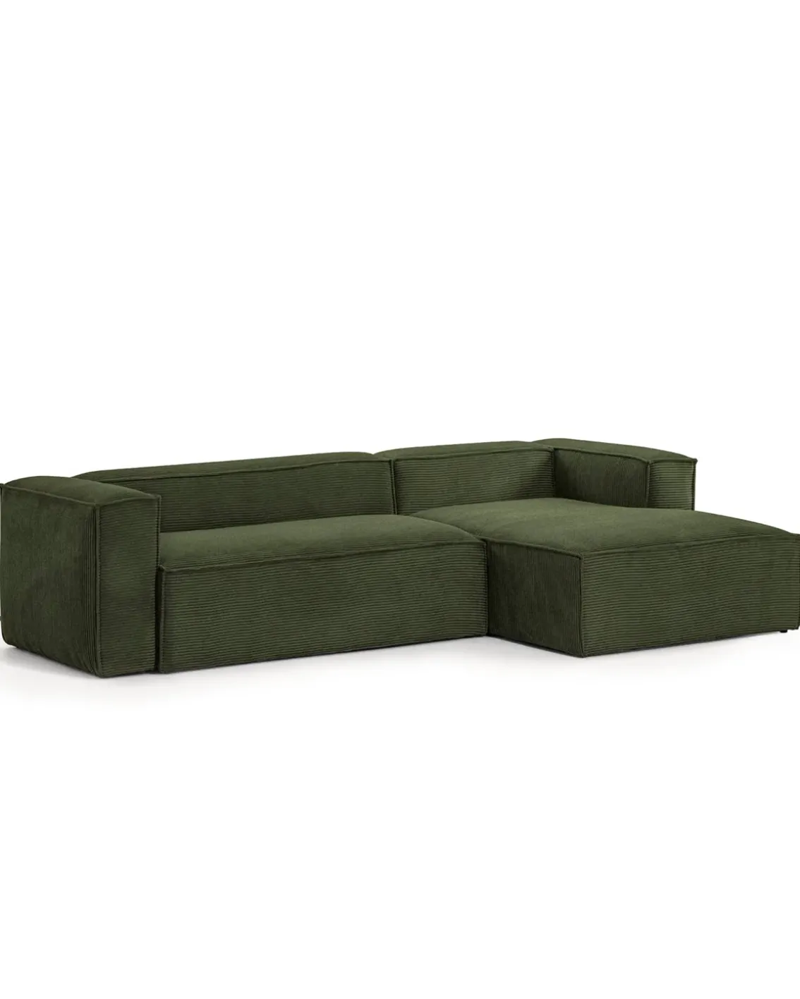 Blok 3-Seater Right Lounge Sofa Corduroy Green