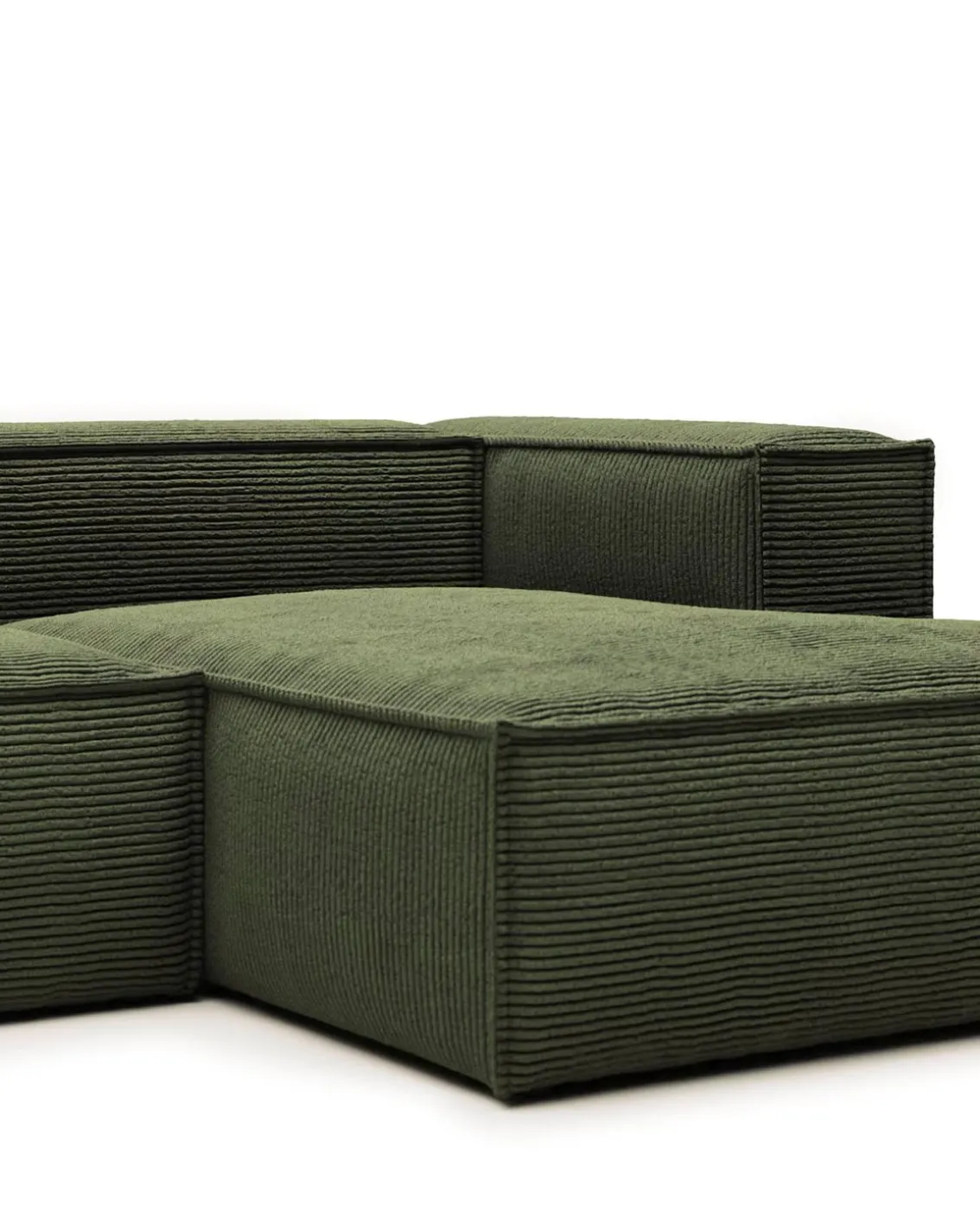 Blok 2-Seater Right Lounge Sofa Corduroy Green