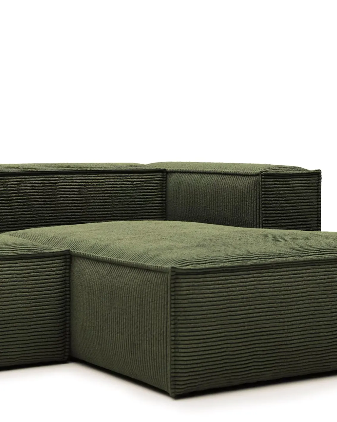 Blok 3-Seater Right Lounge Sofa Corduroy Green