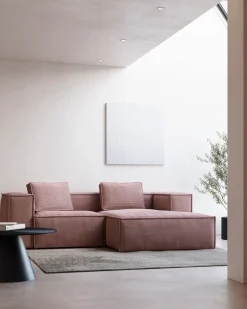 Blok 2-Seater Right Lounge Sofa Corduroy Light Pink