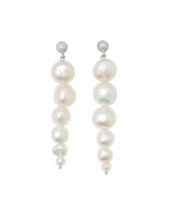 Blue Billie Drop Pearl Earrings Silver