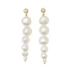 Blue Billie Drop Pearl Earrings Gold
