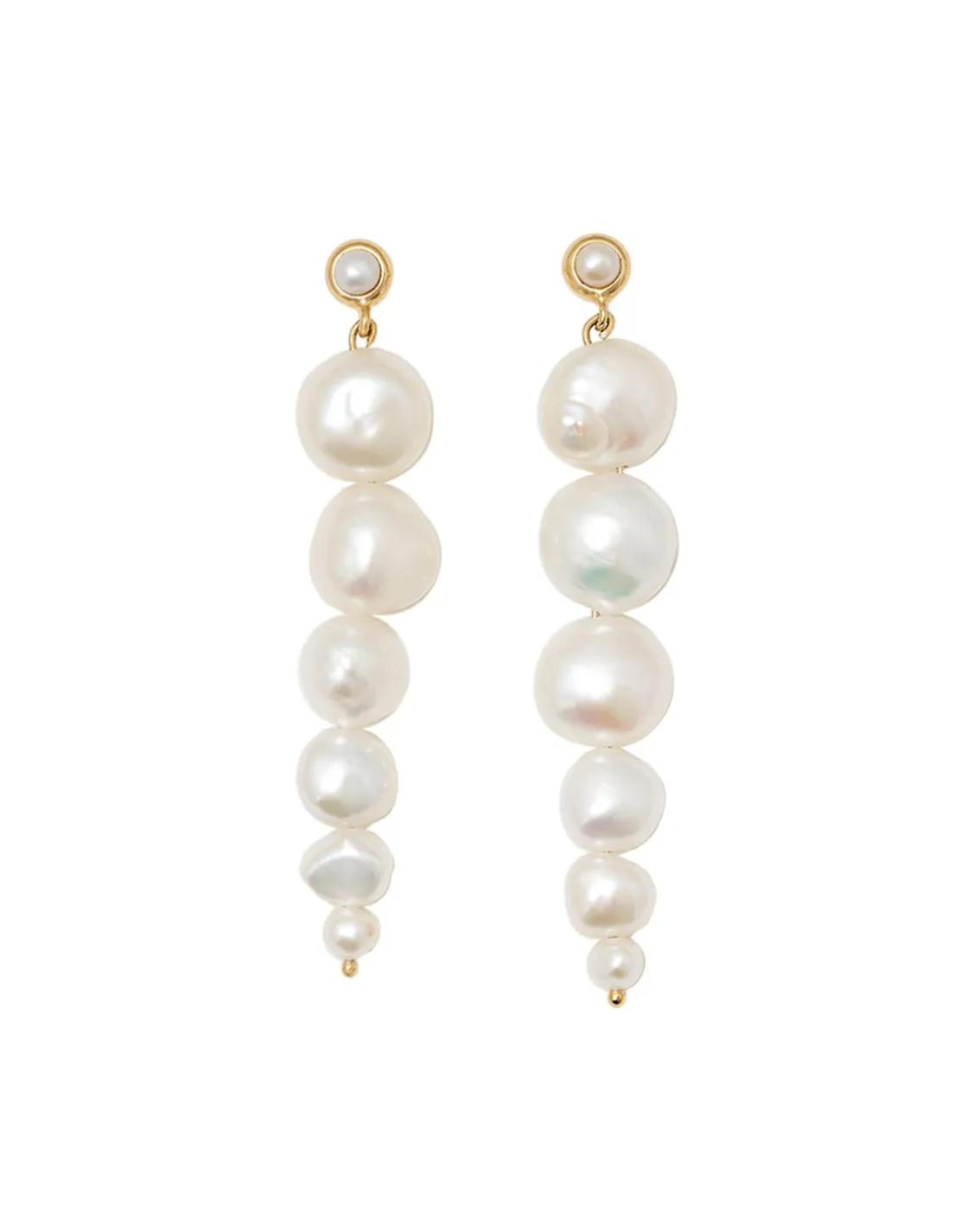 Blue Billie Drop Pearl Earrings Gold