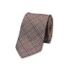Check Silk Tie Reddish Brown