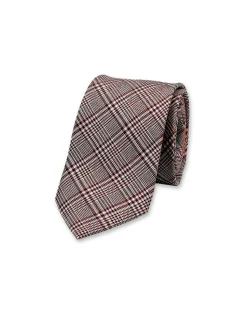 Check Silk Tie Reddish Brown