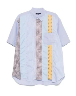 Comme des Garçons Homme Multi Fabric Short Sleeve Shirt White/Sax/Navy x Mix