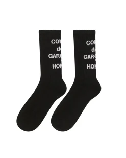 Comme des Garçons Homme Ribbed Logo Socks Black