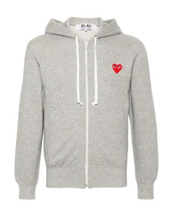 Comme des Garçons Play Red Heart Zip Sweatshirt Grey