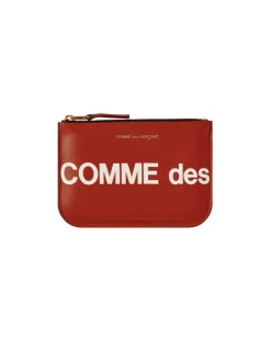 Comme des Garçons Wallet Huge Logo Zip Pouch Red