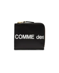 Comme des Garçons Wallet Huge Logo Zip Around Wallet Black