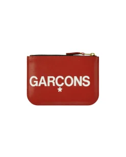 Comme des Garçons Wallet Huge Logo Zip Pouch Red