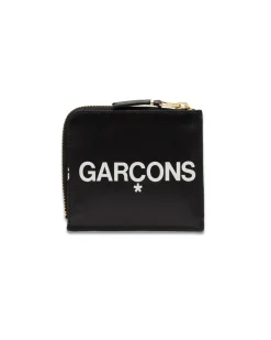 Comme des Garçons Wallet Huge Logo Zip Around Wallet Black