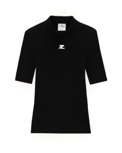 Courrèges Reedition Knit Short Sleeve Jumper Black