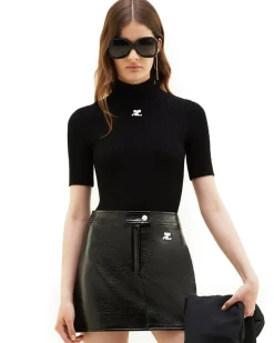 Courrèges Reedition Knit Short Sleeve Jumper Black