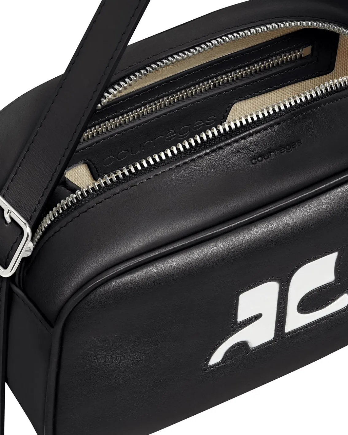 Courrèges Reedition Leather Camera Bag Black