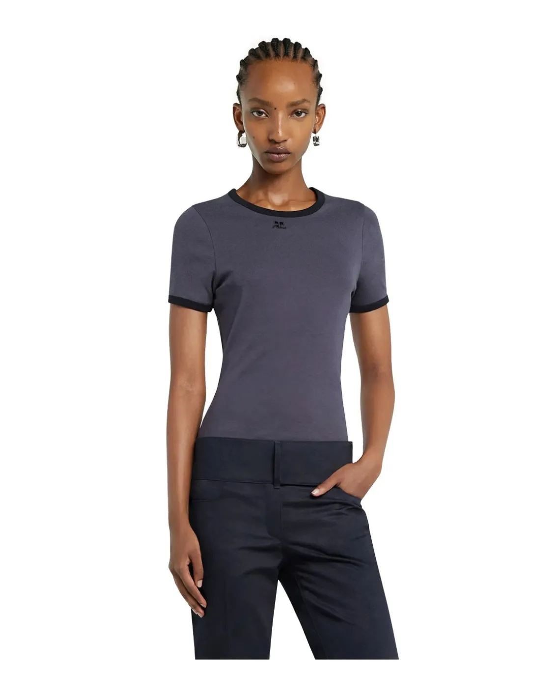 Courrèges Signature Contrast T-Shirt Denim/Black