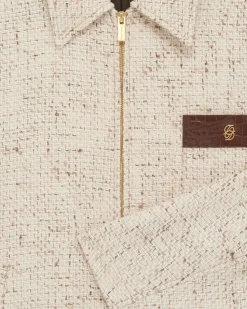 Drôle De Monsieur Straight Tweed Jacket Ecru