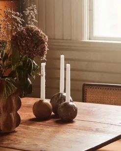 Dusty Deco Sphere Candle Holder 12 Red
