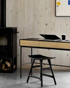 Ethnicraft Osso Stool Varnished Black