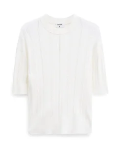 Filippa K Braid Knit T-Shirt Pearl White