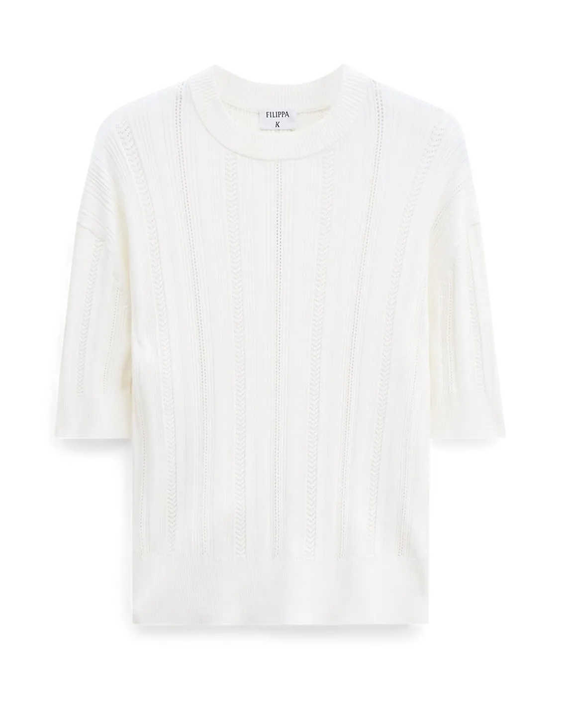 Filippa K Braid Knit T-Shirt Pearl White