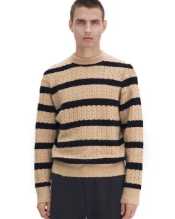 Filippa K Braided Striped Sweater Light Khaki