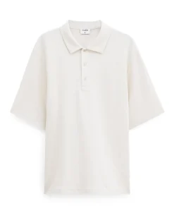 Filippa K Cotton Jersey Polo Shirt Cream White