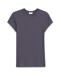 Filippa K Fine Rib Tee Charcoal Grey