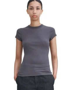 Filippa K Fine Rib Tee Charcoal Grey