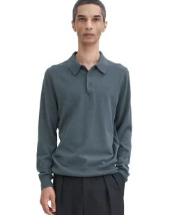 Filippa K Knitted Polo Shirt Green Grey