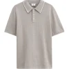 Filippa K Linen Cotton Knit Polo Moss Grey
