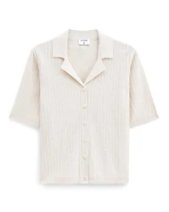 Filippa K Shortsleeve Collar Cardigan Cream White