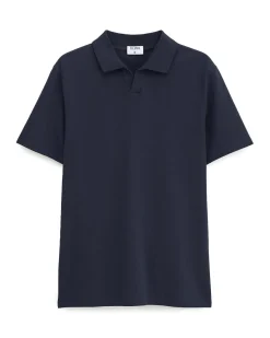 Filippa K Stretch Cotton Polo T-Shirt Navy
