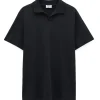 Filippa K Stretch Cotton Polo T-Shirt Black