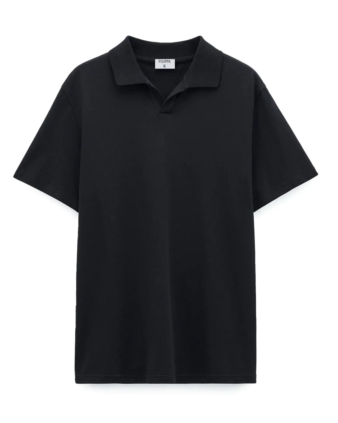 Filippa K Stretch Cotton Polo T-Shirt Black